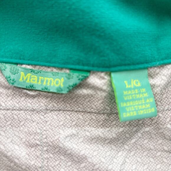 Marmot Kid Sz L (10-12) Green Windbreaker Waterproof Hooded Jacket Lightweight - Picture 3 of 16